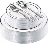 Fancy Disposable Plastic Plates with Cutlery 150 Piece Combo  $22.99