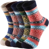 5-Pairs Women’s Soft Casual Winter Thick Knit Wool Crew Socks  $4.79