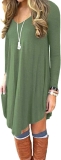 Women’s Long Sleeve Casual Loose Stretch Solid A-Line Short Dresses  $7.59