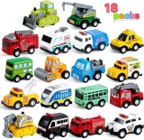 JOYIN 18 Piece Pull Back City Cars and Trucks  $15.29