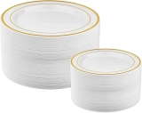 50-Piece Gold Plastic Plates (25 Dinner Plates and 25 Salad Plates)  $16.99