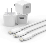 3-Pack 3ft MFi Certified Lightning Cable + 3-Pack USB Charger Block  $8.76