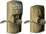 Schlage Camelot Antique Brass Electronic Door Lock with Door Lever  $115.32
