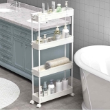 4-Tier Bathroom Storage Organizer Rolling Cart (5.1″D x 34″W x 15.75″H)  $13.49