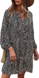 Women’s Casual V Neck Button Down Floral Print Loose Summer Dresses  $15.99