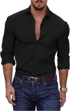 Men’s Casual Long Sleeves Athletic Button Down Dress Shirts  $5.99