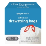 120-Count Amazon Basics Tall Kitchen Drawstring Trash Bags  $14.24