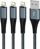 3-Pack MFi Certified 6ft Nylon Braided USB Lightning Charging Cable  $4.60
