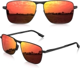 LUENX Rectangular Polarized Aviator Sunglasses for Men $9.49