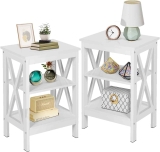 Vecelo Nightstand Sofa Side Table With 3-Tier Storage Shelf $76.47