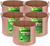 Vivosun 5-Pack 15 Gallon Plant Grow Bags w/Strap Handles $23.67