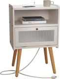 SOOWERY Mid Century Modern Nightstand w/Charging Station $74.69