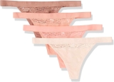 4-Pk Amazon Essentials Womens Cotton and Lace Thong Underwear $11.25