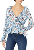KENDALL + KYLIE Womens Scribble Ruffle Wrap Top $6.55