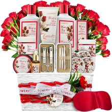 Lovery 35-Piece Valentine’s Day Red Rose Home Spa Basket $40