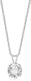 Jewelili 10K White Gold Solitaire Pendant Necklace Set $33