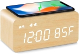 Mosito Digital Wooden Alarm Clock with Wireless Charger $24.28