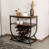 Moritia Industrial Wine Rack Console Table with Glass Holder $62.99