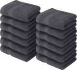 12-Pack Premium 100% Cotton Absorbent Wash Towels Set (12″ x 12″)  $11.99