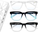 3-Pack Unisex Oversized Thin Blue Light Blocking Glasses  $5.24
